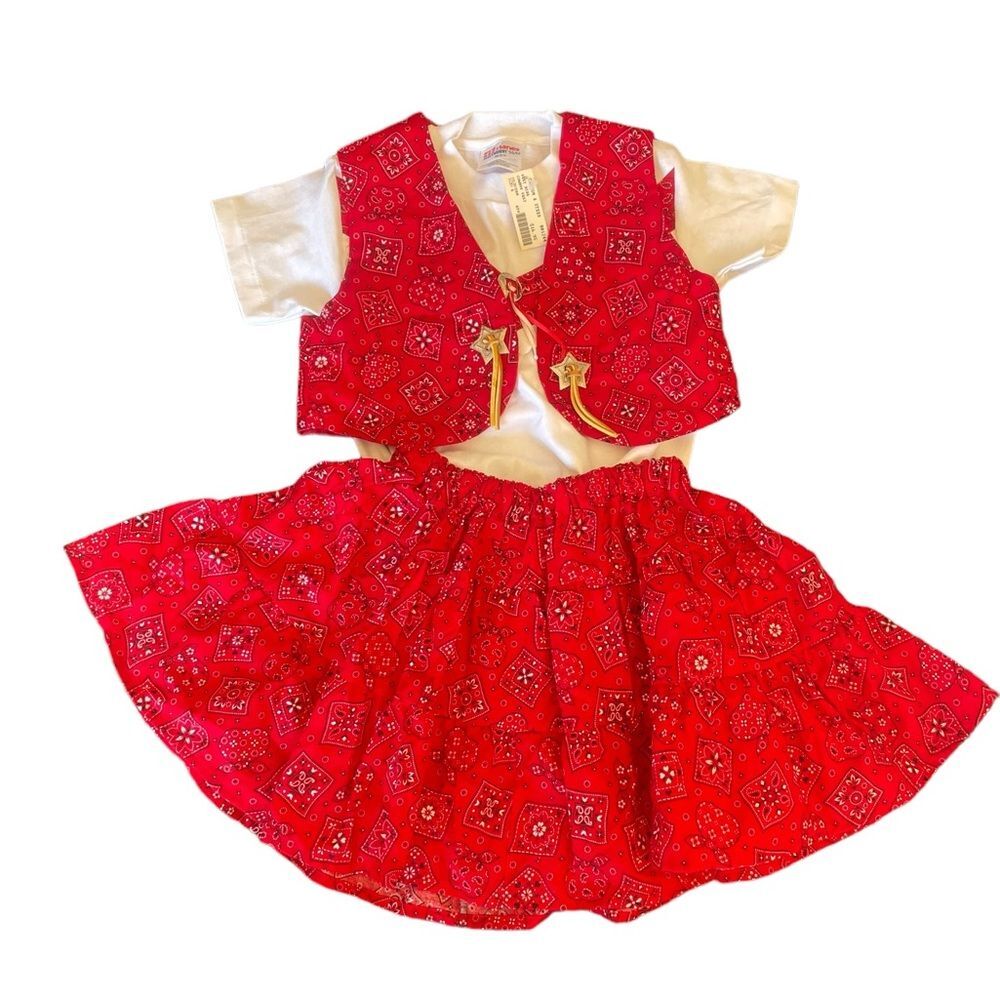 Cowgirl Outfit With Skirt And Vest Red Little Girl Size 4 NWT